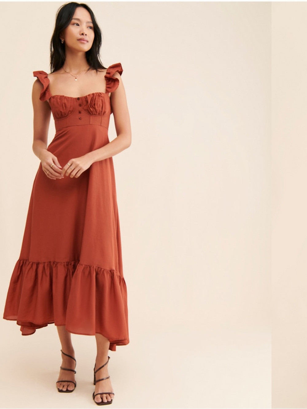 FARM Rio Ruffle Strap Maxi Dress - Picture 1 of 10